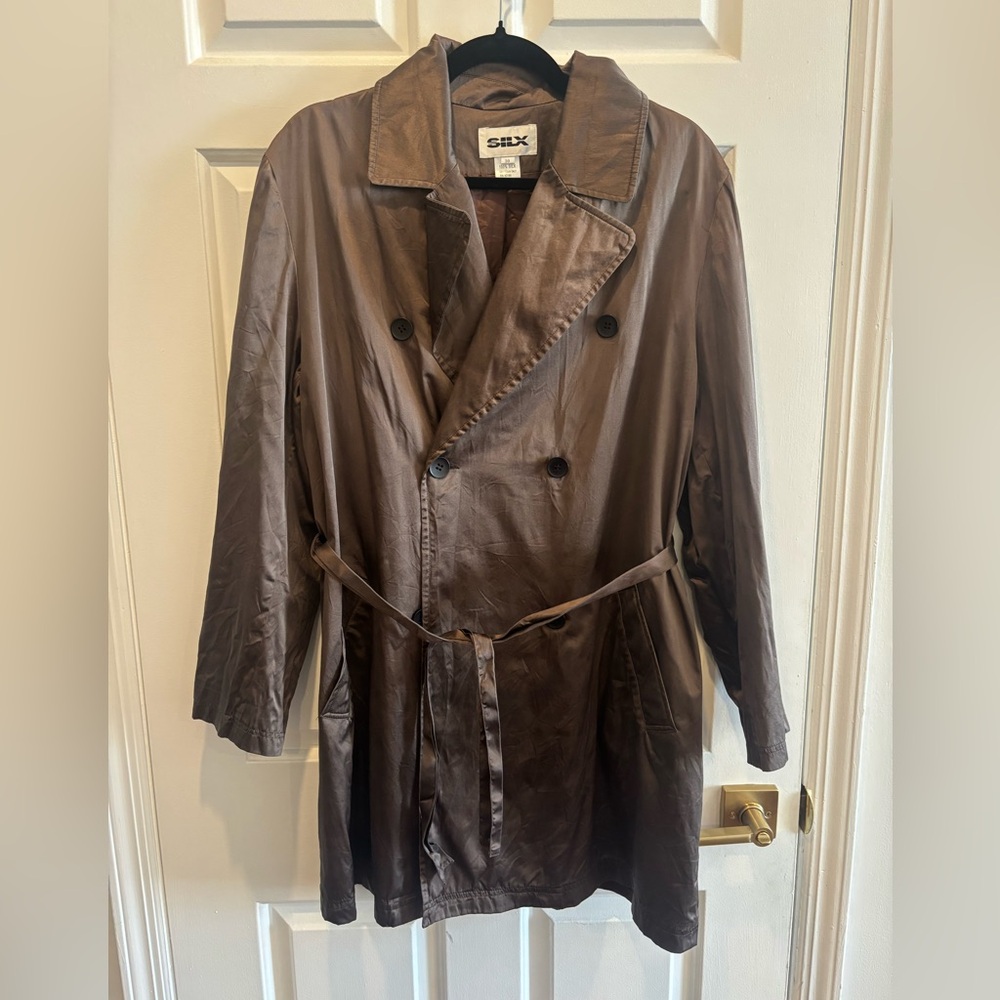 Brown Silk Belted Jacket Dress